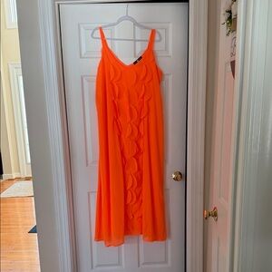 Ashley Stewart Vibrant Orange Layered Maxi Dress